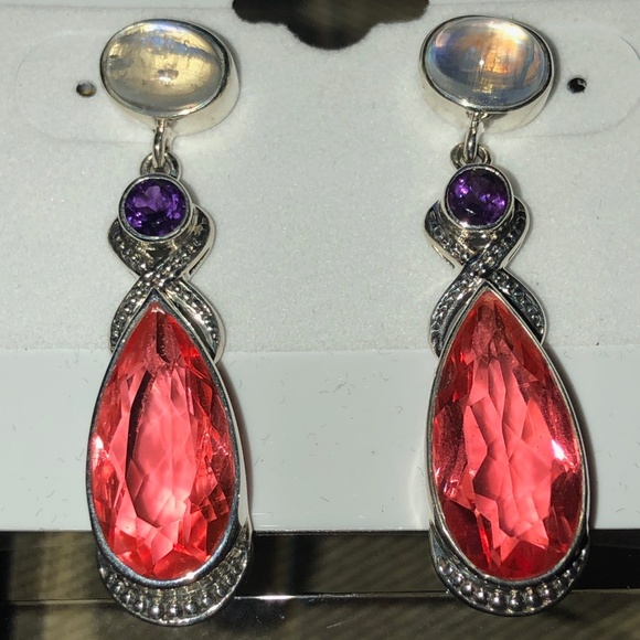 Nicky Butler WATERMELON QUARTZ & MOONSTONE Earring - Picture 4 of 8